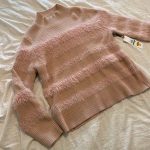 Fuzzy Pink Calvin Klein turtleneck knit sweater